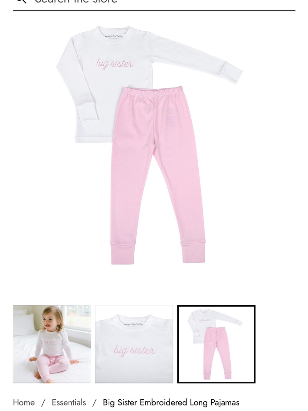 Magnolia Baby Big Sister Pajama Set